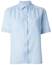 Женская голубая рубашка с коротким рукавом от Celine