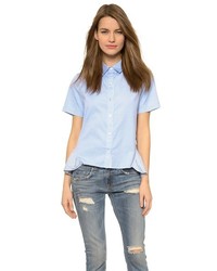 Женская голубая рубашка с коротким рукавом от Clu