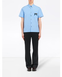 Мужская голубая рубашка с коротким рукавом от Prada