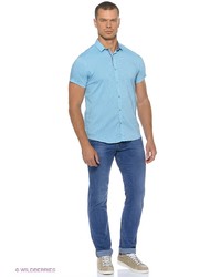Мужская голубая рубашка с коротким рукавом от Dairos