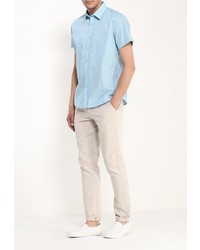 Мужская голубая рубашка с коротким рукавом от Deblasio