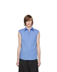 Мужская голубая рубашка с коротким рукавом от Dries Van Noten