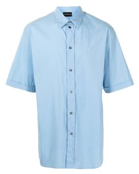 Мужская голубая рубашка с коротким рукавом от Emporio Armani