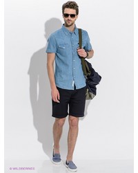 Мужская голубая рубашка с коротким рукавом от Lee