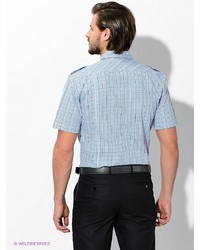 Мужская голубая рубашка с коротким рукавом от Maestro