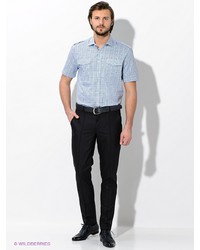 Мужская голубая рубашка с коротким рукавом от Maestro