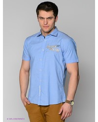 Мужская голубая рубашка с коротким рукавом от MILANO ITALY