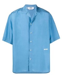 Мужская голубая рубашка с коротким рукавом от MSGM