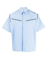 Мужская голубая рубашка с коротким рукавом от MSGM