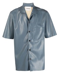 Мужская голубая рубашка с коротким рукавом от Nanushka
