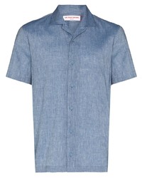 Мужская голубая рубашка с коротким рукавом от Orlebar Brown