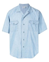 Мужская голубая рубашка с коротким рукавом от orSlow