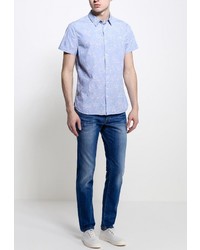 Мужская голубая рубашка с коротким рукавом от Pepe Jeans