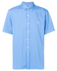 Мужская голубая рубашка с коротким рукавом от Polo Ralph Lauren