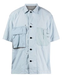 Мужская голубая рубашка с коротким рукавом от Sacai