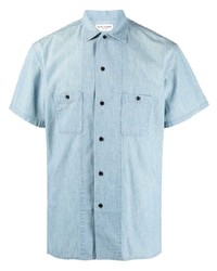 Мужская голубая рубашка с коротким рукавом от Saint Laurent