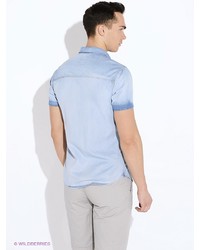 Мужская голубая рубашка с коротким рукавом от SPRINGFIELD