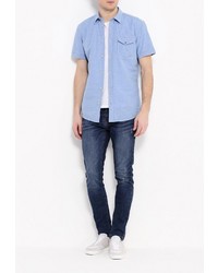 Мужская голубая рубашка с коротким рукавом от Tom Tailor