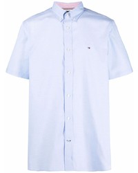 Мужская голубая рубашка с коротким рукавом от Tommy Hilfiger