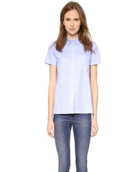 Женская голубая рубашка с коротким рукавом от Victoria Beckham
