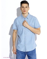 Мужская голубая рубашка с коротким рукавом от Wrangler