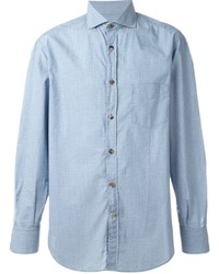 Мужская голубая рубашка с принтом от Brunello Cucinelli