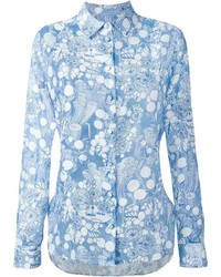 Женская голубая рубашка с принтом от Carven