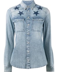 Женская голубая рубашка с принтом от Givenchy