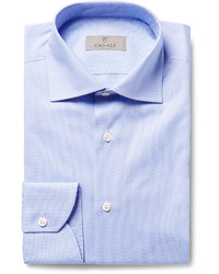 Мужская голубая рубашка с узором "гусиные лапки" от Canali