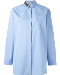 Женская голубая рубашка с украшением от No.21