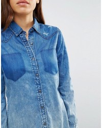 Женская голубая рубашка от Blank NYC