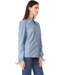 Женская голубая рубашка от Olympia Le-Tan