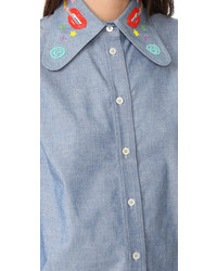 Женская голубая рубашка от Olympia Le-Tan