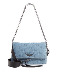 Голубая сумка-саквояж из плотной ткани