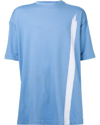 Мужская голубая футболка в вертикальную полоску от Raf Simons