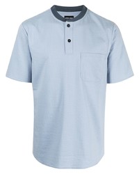 Мужская голубая футболка на пуговицах от Giorgio Armani