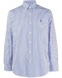 Мужская голубая футболка-поло в вертикальную полоску от Polo Ralph Lauren