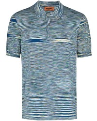 Мужская голубая футболка-поло в горизонтальную полоску от Missoni