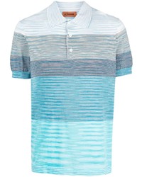 Мужская голубая футболка-поло в горизонтальную полоску от Missoni