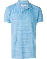 Мужская голубая футболка-поло в горизонтальную полоску от Orlebar Brown