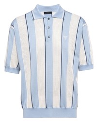 Мужская голубая футболка-поло в горизонтальную полоску от Prada