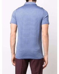 Мужская голубая футболка-поло в горизонтальную полоску от Corneliani