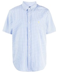 Мужская голубая футболка-поло в мелкую клетку от Polo Ralph Lauren
