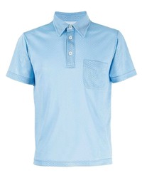 Голубая футболка-поло в сеточку