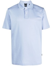 Мужская голубая футболка-поло в сеточку от BOSS