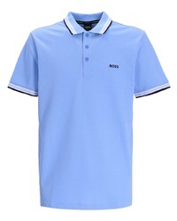 Мужская голубая футболка-поло с вышивкой от BOSS