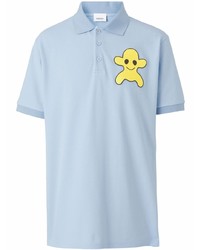 Мужская голубая футболка-поло с вышивкой от Burberry