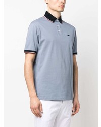 Мужская голубая футболка-поло с вышивкой от Emporio Armani