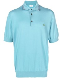 Мужская голубая футболка-поло с вышивкой от Etro