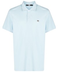 Мужская голубая футболка-поло с вышивкой от Karl Lagerfeld